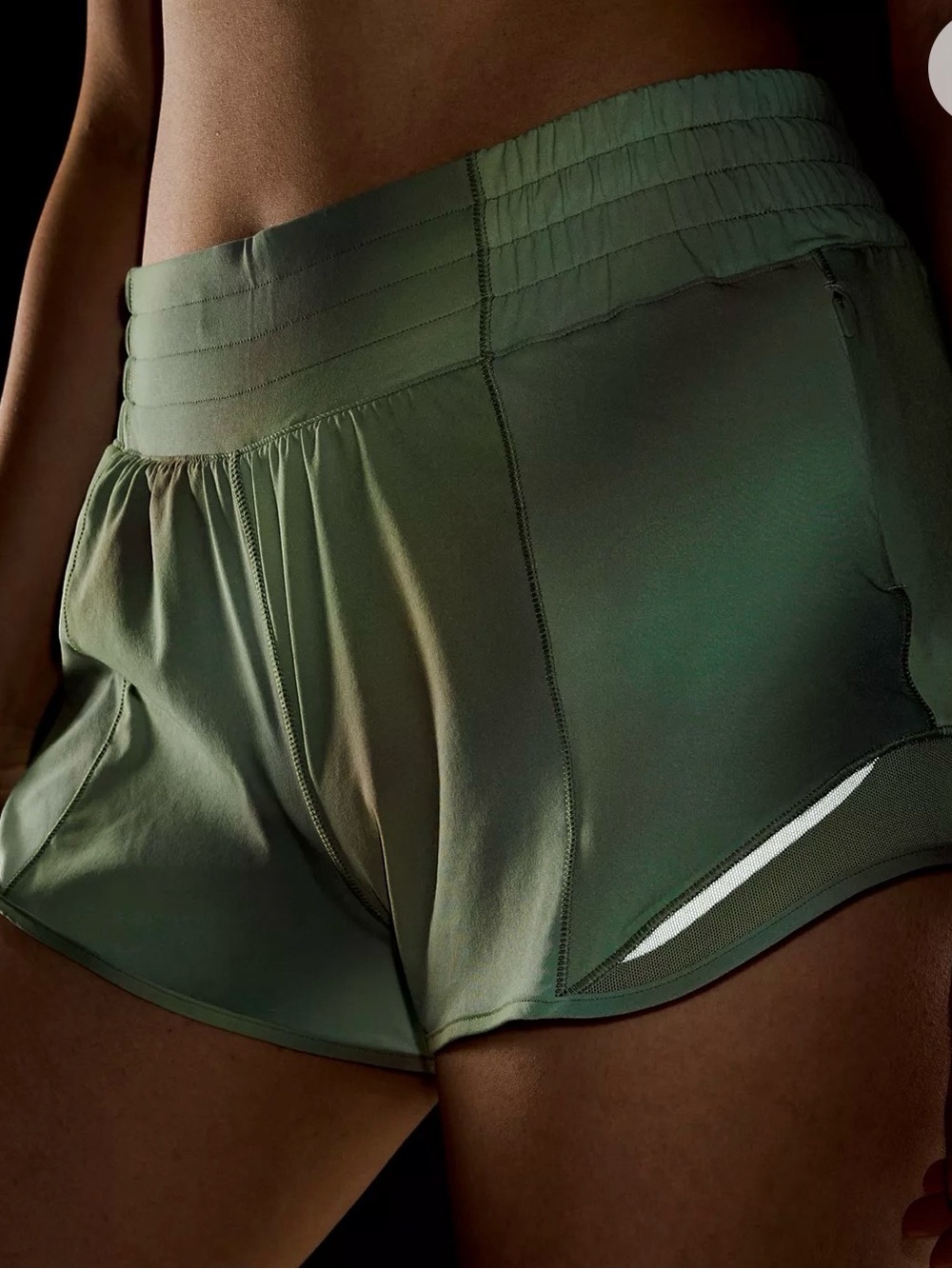 lululemon Hotty Hot Olive Green High-Rise Running Shorts